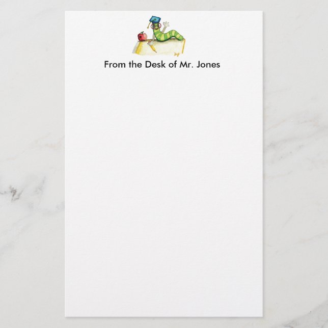 Papelería Una nota de los efectos de escritorio del profesor (Anverso)