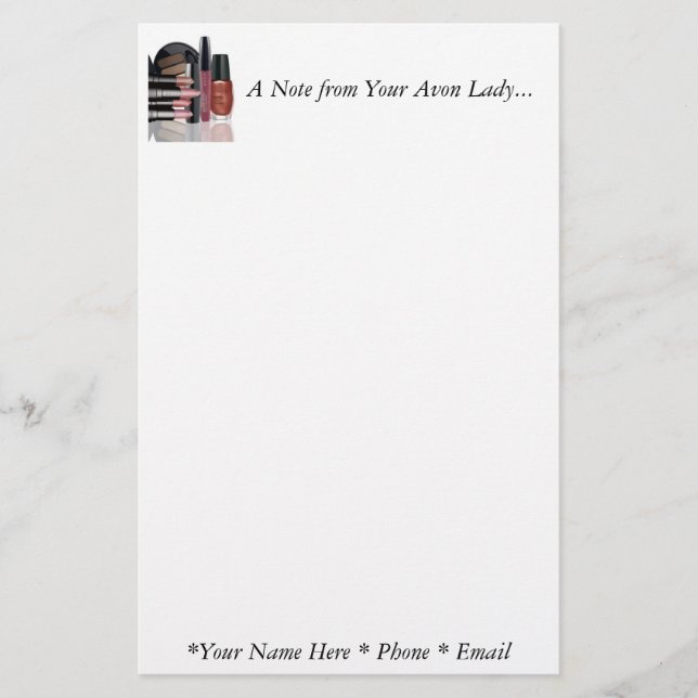 Papelería Una nota de su Avon Lady Stationary (Anverso)