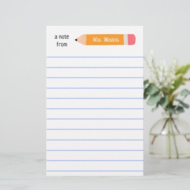 Papelería Una nota del lápiz amarillo... enseña regalo. (Anverso de pie)