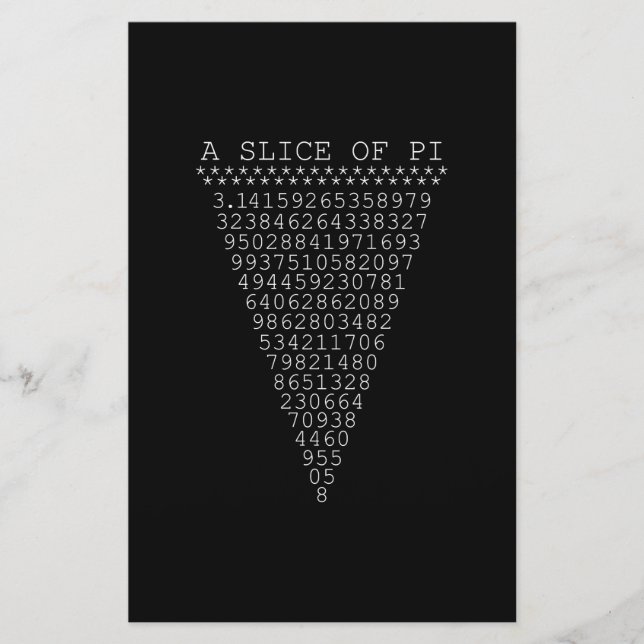 Papelería Una rebanada de dígitos de Pi (Anverso)