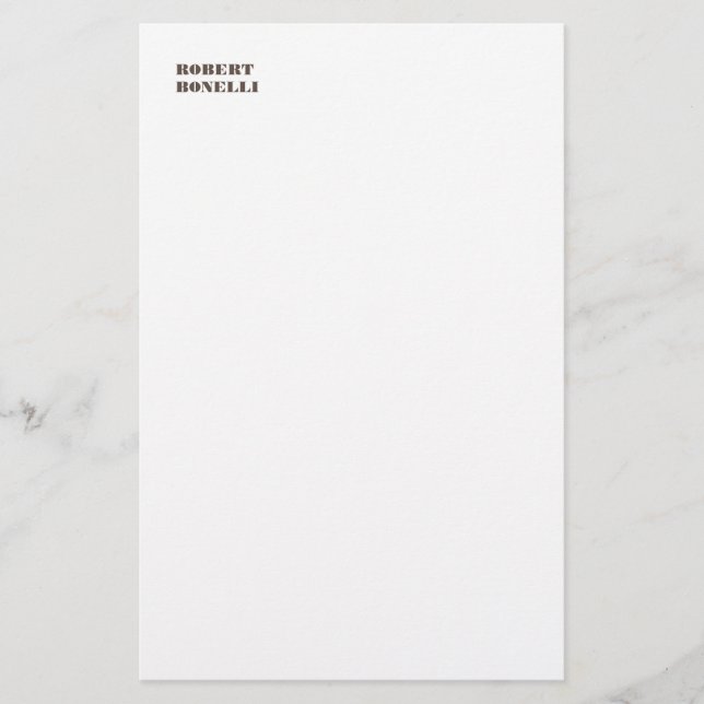 Papelería Único Moderno Blanco Negro Tu Nombre Minimalista (Anverso)