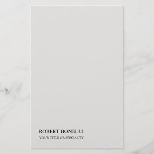 Papelería Único Moderno Gris Platino Minimalista Elegante