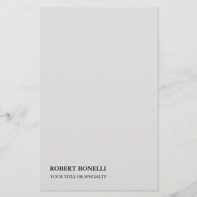 Papelería Único Moderno Gris Platino Minimalista Elegante (Anverso)