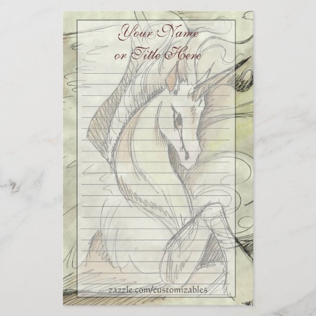 Papelería Unicornio bosquejado inmóvil (Anverso)