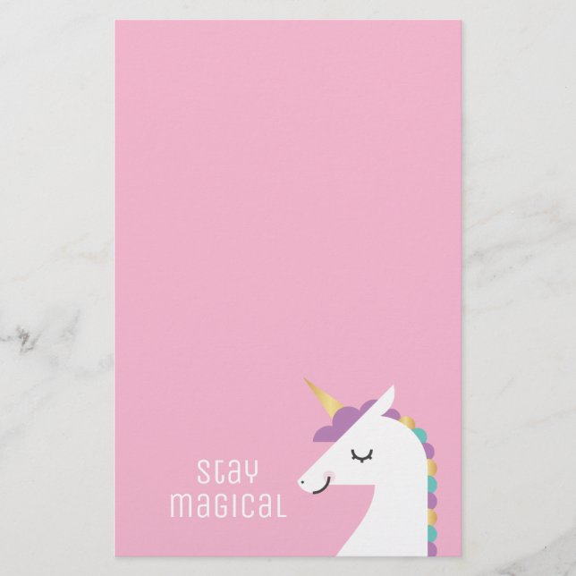 Papelería Unicornio de arcoiris moderno (Anverso)