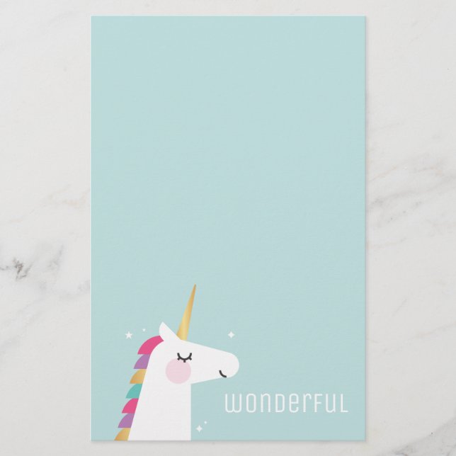 Papelería Unicornio de arcoiris moderno (Anverso)