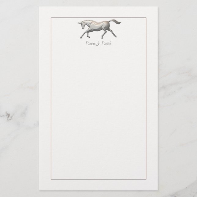 Papelería Unicornio plateado (Anverso)