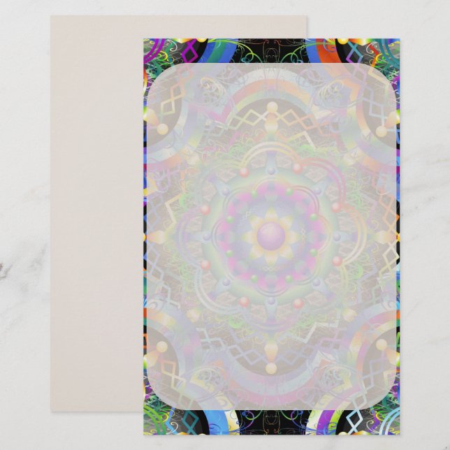 Papelería Universo Mandala Colores Psicodélicos (Anverso / Reverso)