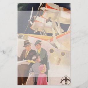 Papelería Vacaciones familiares vintage vía hidroavión con h