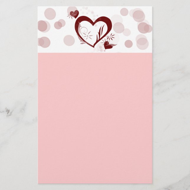 Papelería Valentine de amor corazón (Anverso)