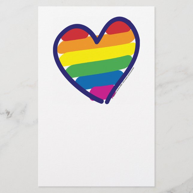 Papelería Valentine Gay Orgullo Arcoiris Corazón (Anverso)