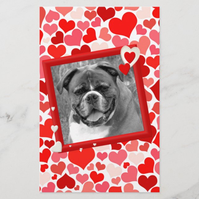 Papelería Valentines Boxer Dog Hearts (Anverso)