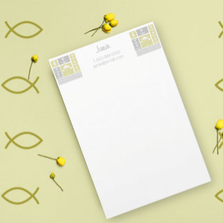 Papelería Vane del clima de peces náutico amarillo y gris