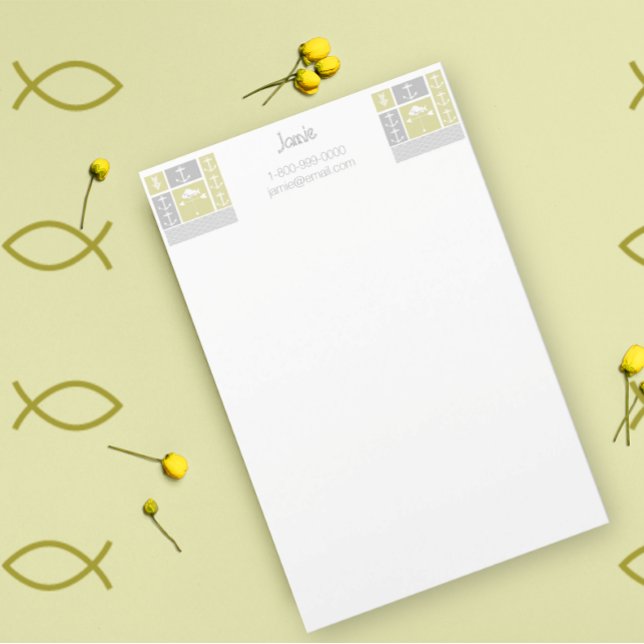 Papelería Vane del clima de peces náutico amarillo y gris (Subido por el creador)