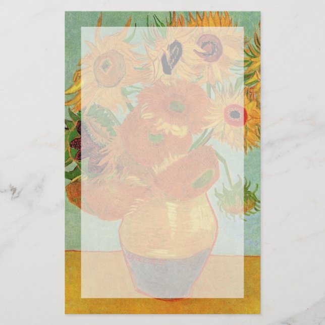 Papelería Vase con doce girasoles, Vincent van Gogh. (Anverso)