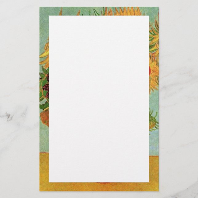 Papelería Vase con doce girasoles, Vincent van Gogh. (Anverso)