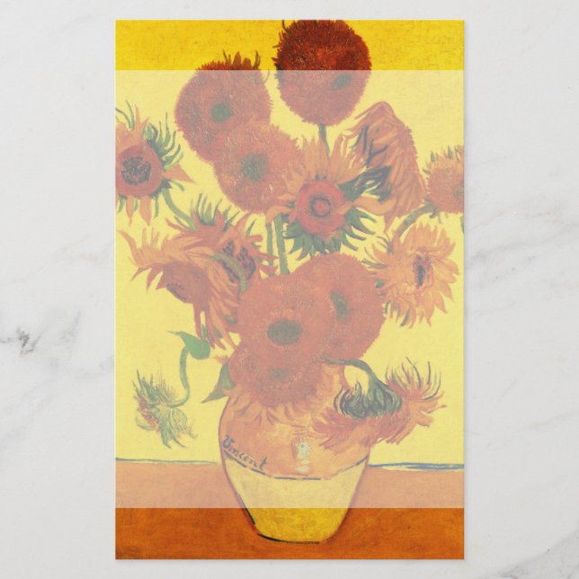 Papelería Vase de la vida con 15 girasoles Vincent van Gogh (Anverso)