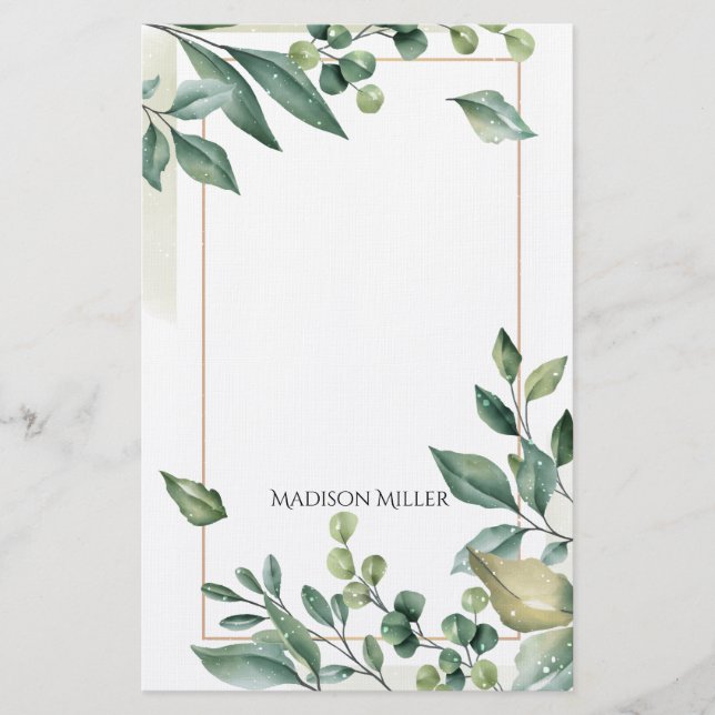 Papelería Vegetación de acuarela botánica (Anverso)