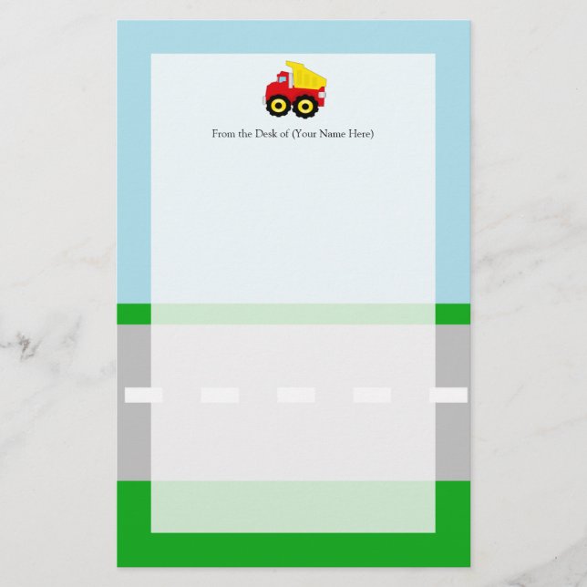 Papelería Vehículo de construcción infantil (Anverso)