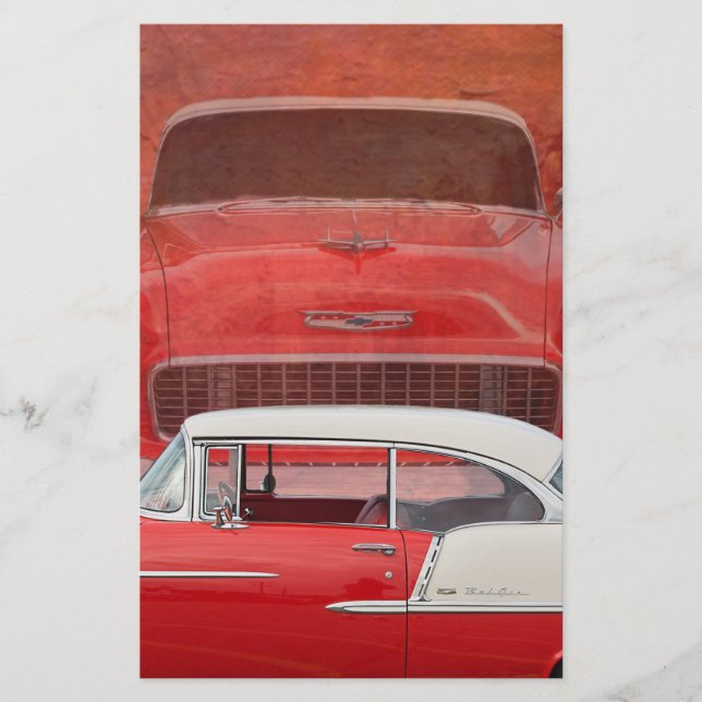 Papelería Vehículos clásicos Chevy Bel Air Dodge rojo Vintag (Anverso)