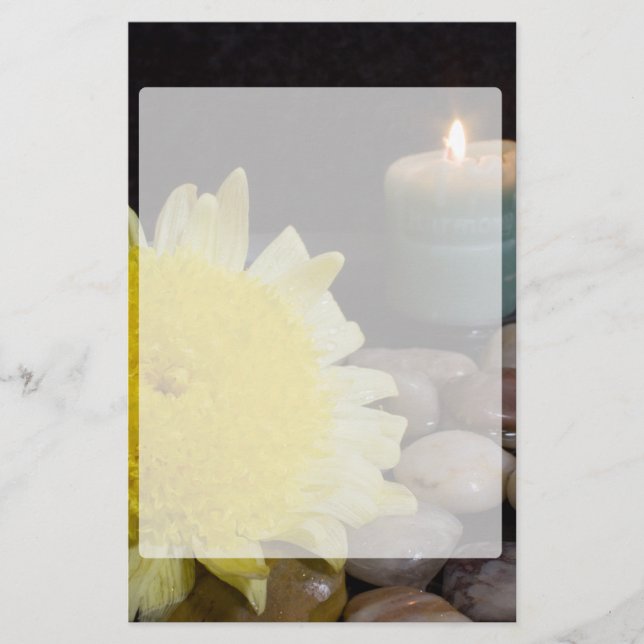 Papelería Vela de la armonía y flor amarilla (Anverso)