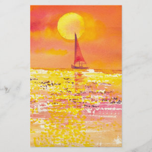 Papelería Velero de la puesta del sol inmóvil