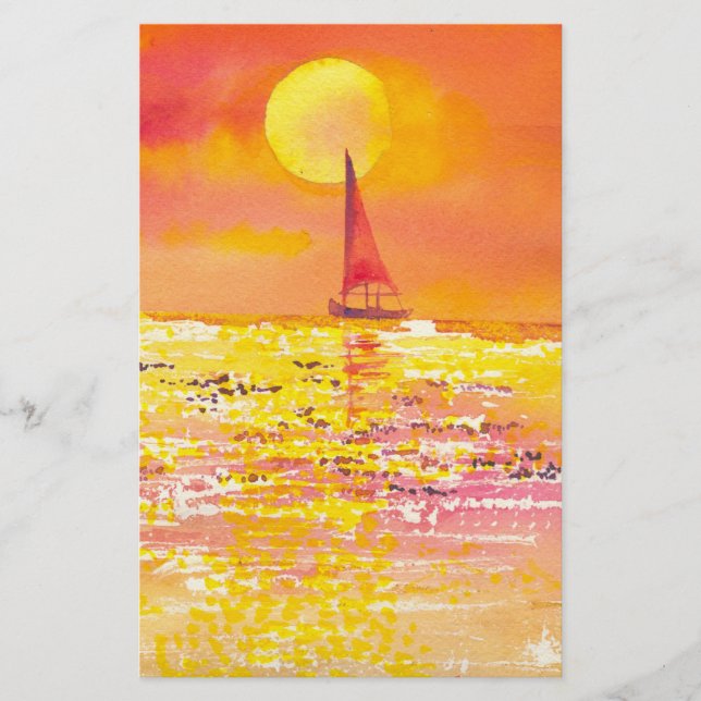Papelería Velero de la puesta del sol inmóvil (Anverso)