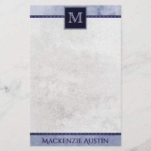 Papelería Velvety Indigo Damask Grunge Baroque de medianoc
