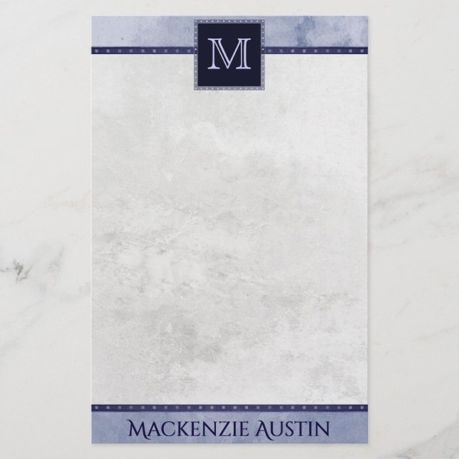 Papelería Velvety Indigo Damask | Grunge Baroque de medianoc (Anverso)