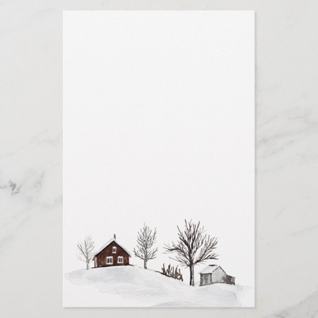 Papelería Vendedor paisajístico de nieve de invierno (Anverso)