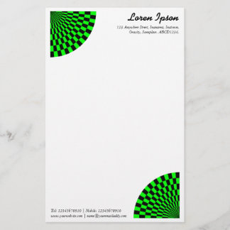 Papelería Ventilador de Op Art - Verde y Negro