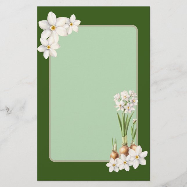 Papelería Verde de primavera botánica (Anverso)