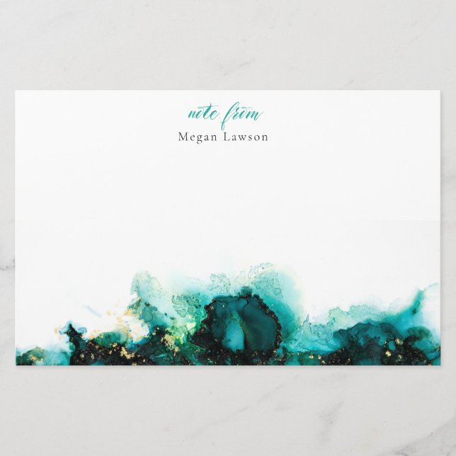 Papelería Verde de tinta moderna - Una nota del diseño (Anverso)