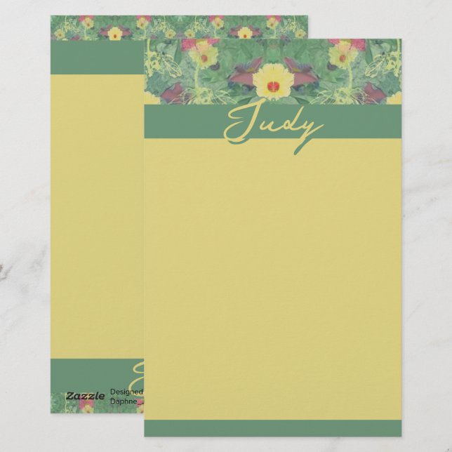 Papelería Verde floral (Anverso / Reverso)
