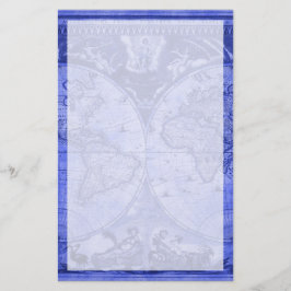 Papelería Versión azul Mapa del mundo antiguo J Blaeu 1664