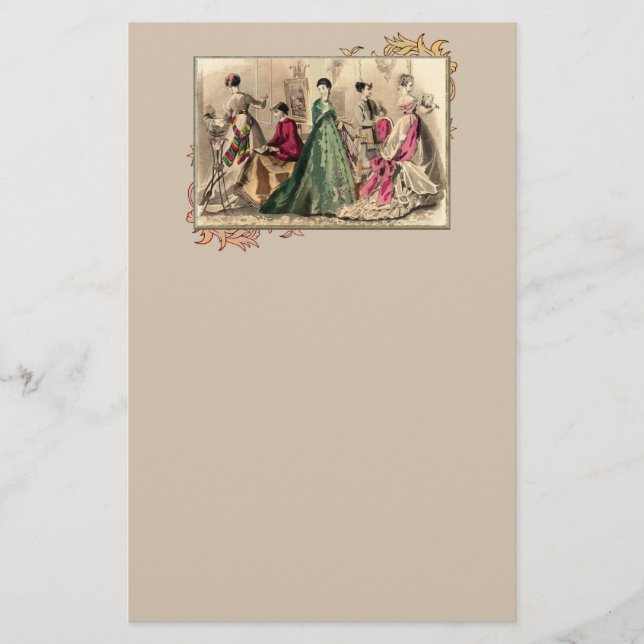 Papelería Vestido Victoriano Con Estacionamiento De Bow Rosa (Anverso)