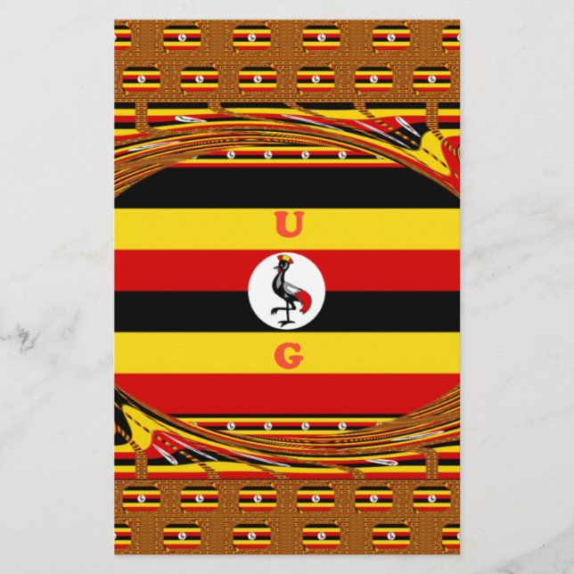 Papelería Vibrante arte inspirado en la bandera de Uganda (Anverso)