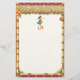 Papelería Vibrante Tiki Luau Hawaiano de Bambú 