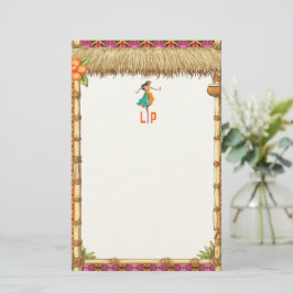 Papelería Vibrante Tiki Luau Hawaiano de Bambú