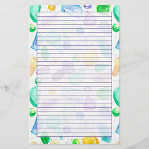 Papelería Vidrio del Mar Verde acuarela morado