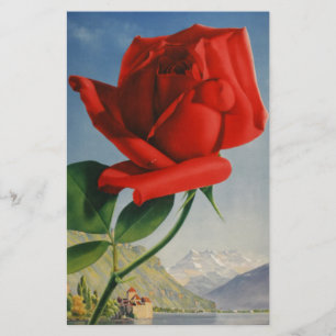 Papelería Viñage Montreux Red Rose Suiza Lago Ginebra