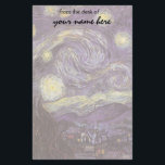 Papelería Vincent van Gogh - Noche Starry<br><div class="desc">Noche estrellada (1889) de Vincent van Gogh es una pintura vintage de la naturaleza del paisaje artístico de arte fino. Vista de una ciudad en un valle por la noche con nubes girando, las estrellas brillando y una hermosa luna dorada de media luna amarilla. Se pintó durante el día desde...</div>