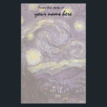 Papelería Vincent van Gogh - Noche Starry<br><div class="desc">Noche estrellada (1889) de Vincent van Gogh es una pintura vintage de la naturaleza del paisaje artístico de arte fino. Vista de una ciudad en un valle por la noche con nubes girando, las estrellas brillando y una hermosa luna dorada de media luna amarilla. Se pintó durante el día desde...</div>