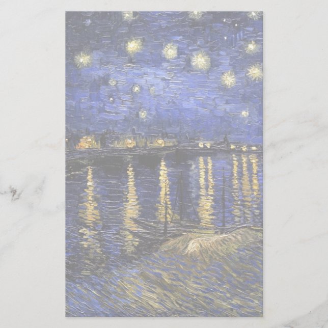 Papelería Vincent Van Gogh Starry Night Sobre El Ródano (Anverso)