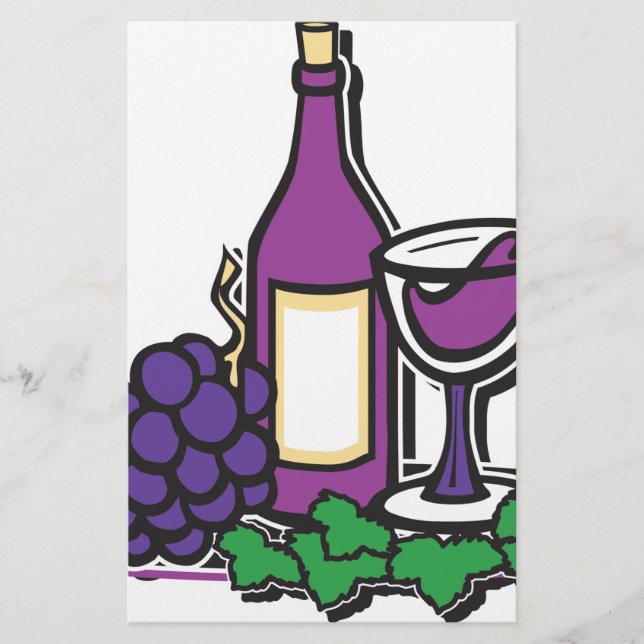Papelería Vino rojo y uvas moradas (Anverso)