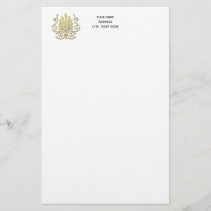 Papelería Vintage Art Deco Gold Plume Arabesque