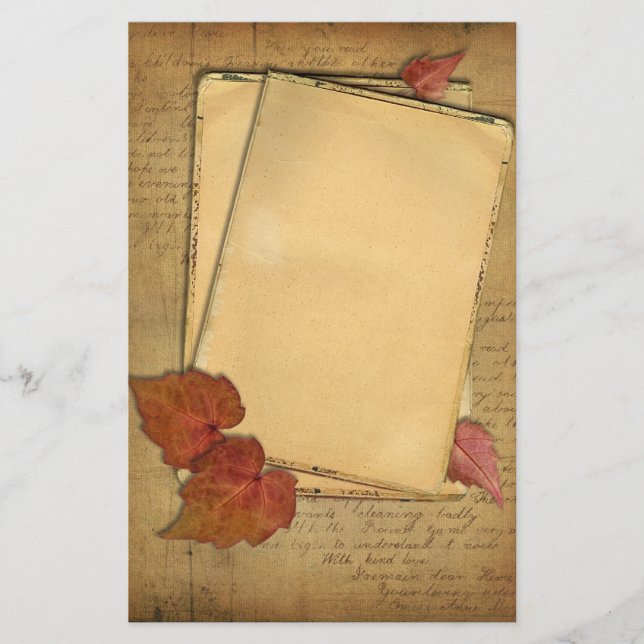 Papelería Vintage Autumn Leaves Stationery (Anverso)
