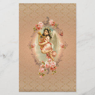 Papelería Vintage barroco subió ángel del Victorian floral