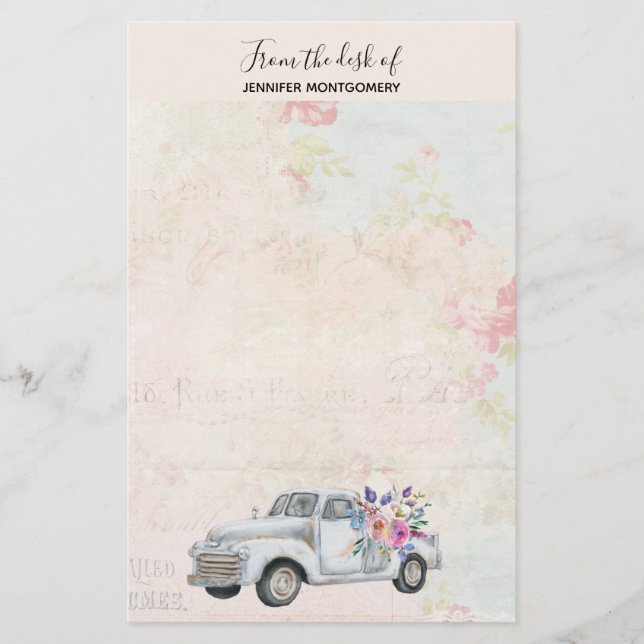 Papelería Vintage Camión de recogida Rustic acuarela (Anverso)