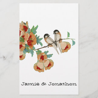 Papelería Vintage Cherry Blossom Love Bird Peach Mint